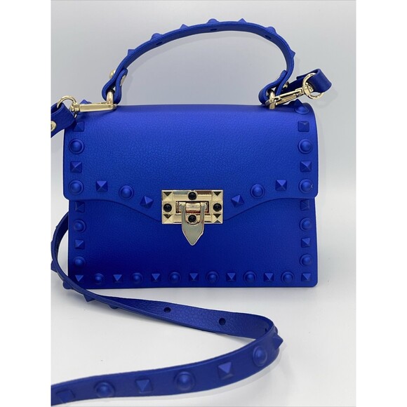 Jelly Studded Cobalt Blue Shoulder/Hand Bag New - Picture 2 of 9